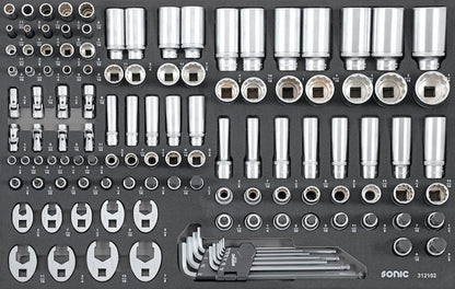 Sonic Foam System - Socket Set 1/4", 3/8", 1/2" (SAE), 121 Pieces - 26" (Medium)