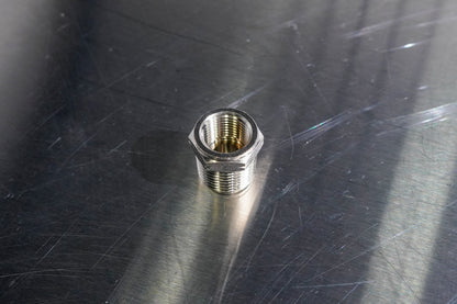 Prevost Brass Hex 1/2" NPT (Male) to 3/8" NPT (Female)