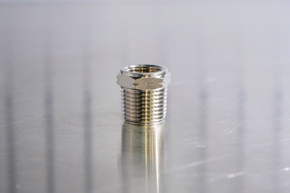 Prevost Brass Hex 1/2" NPT (Male) to 3/8" NPT (Female)
